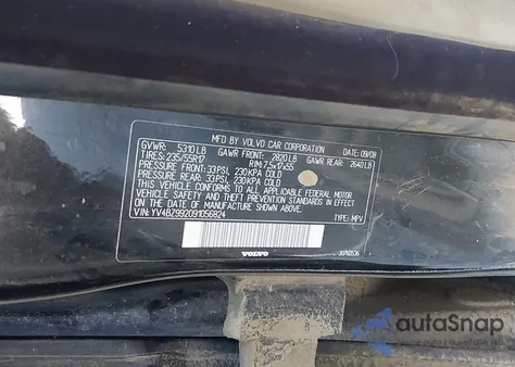 2009 Volvo Xc70 T6 из США, поврежденный, VIN YV4BZ992091056824